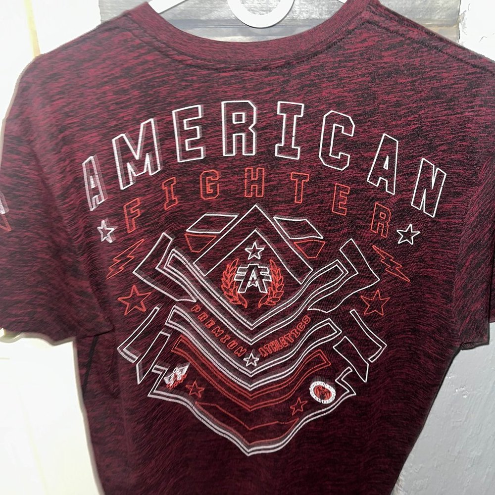 Large American Fighter Short Sleeve Red Shirt